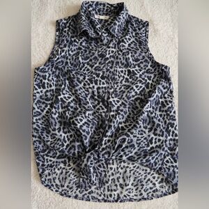 beachlunchlounge Blue and Black Leopard Print Blouse